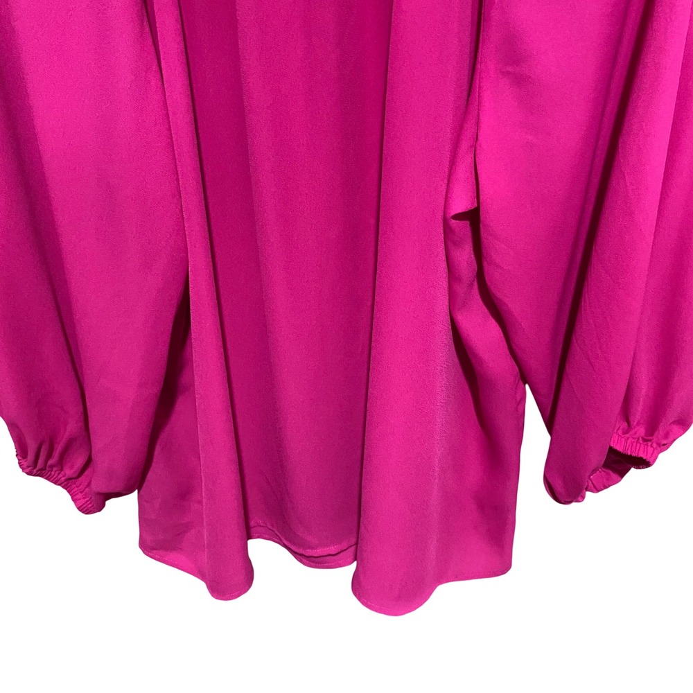 Vince Camuto‎ Womens 1X Pink Keyhole Pleated Long Sleeve Blouse Top Relaxed Fit - Picture 8 of 12